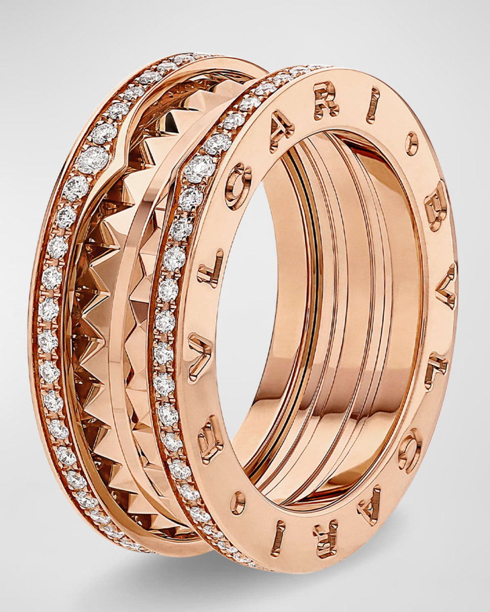 B. Zero1 Rock Studded Diamond Pave Ring in 18K Rose Gold