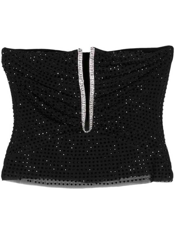 rhinestone-embellished strapless top