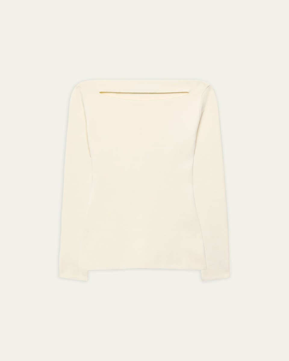 Cutout Compact Knit Long-Sleeve Top