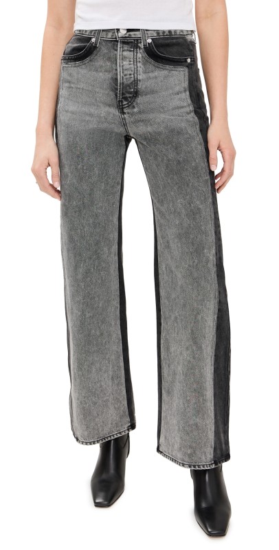 Veronica Beard Jean Taylor Wide Leg Jeans Volcanic Stone Colorblock