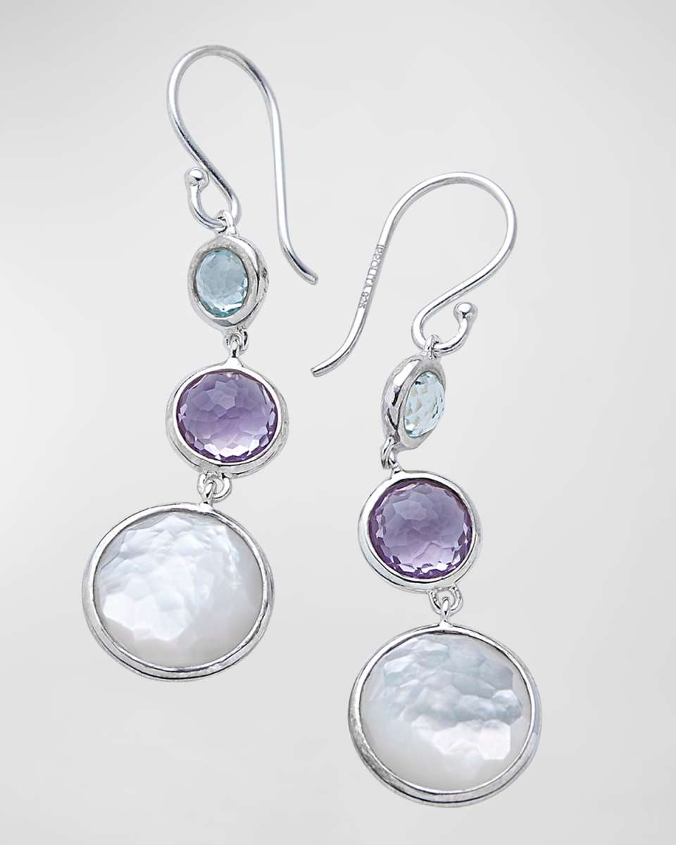 Lollitini 3-Stone Drop Earrings in Sterling Silver