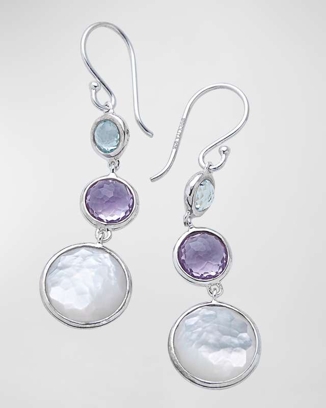 Lollitini 3-Stone Drop Earrings in Sterling Silver