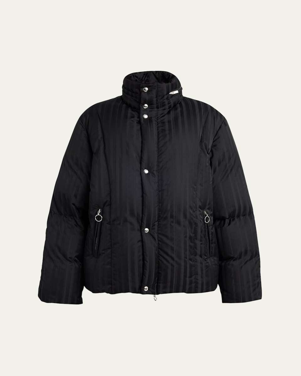 Jacquard Stripe Down Hooded Jacket