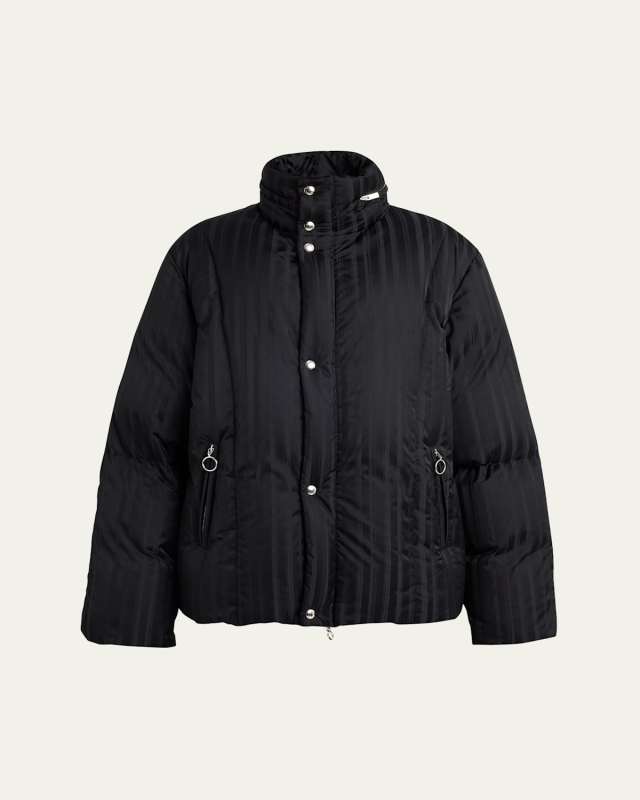 Jacquard Stripe Down Hooded Jacket
