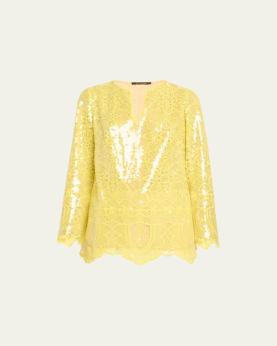 Ellie Scalloped Sequin Lace Blouse