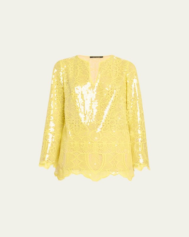 Ellie Scalloped Sequin Lace Blouse