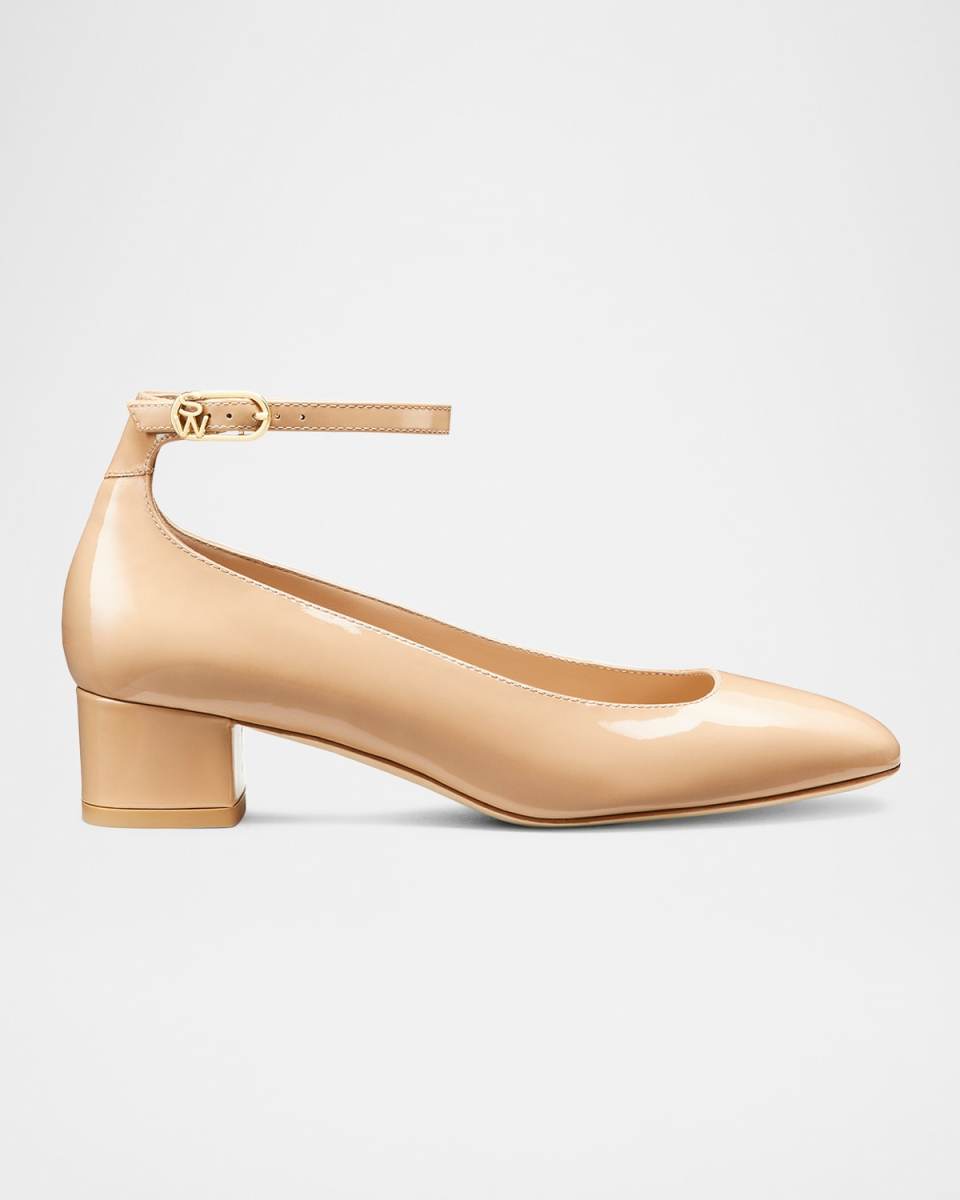 Jane Patent Ankle-Strap Ballerina Pumps