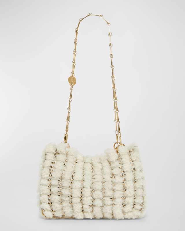 Sac a Main Disc-Link Lamb Fur Shoulder Bag