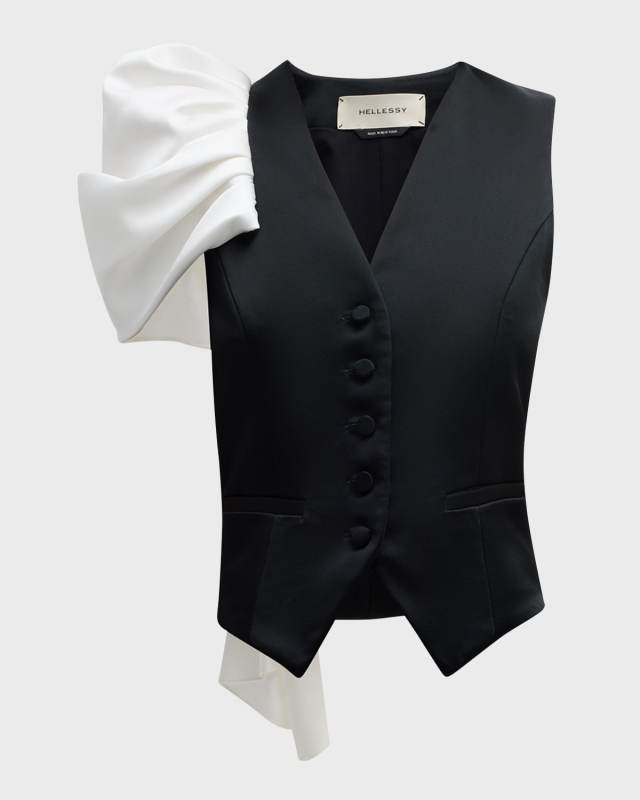 Pascal Shoulder-Bustle Crepe Vest