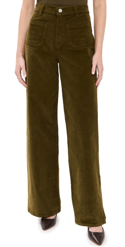 La Ligne Corduroy Patch Pocket Isadora Pants Olive
