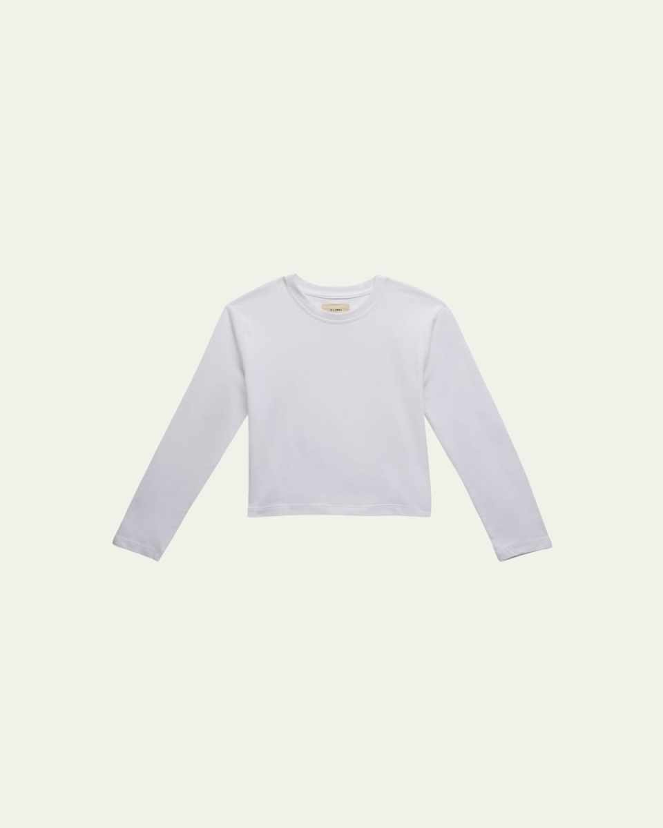 Girl's Long Sleeve Cropped T-Shirt, Size S-L