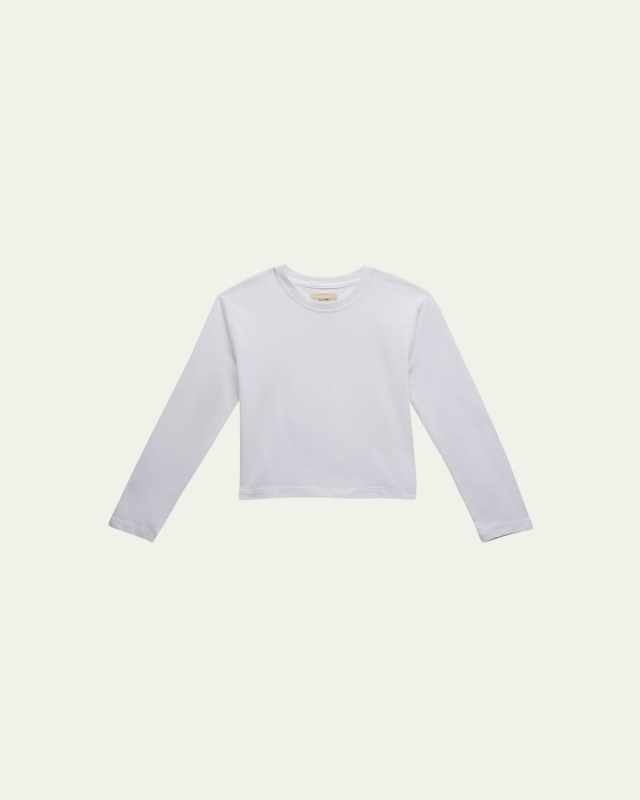 Girl's Long Sleeve Cropped T-Shirt, Size S-L