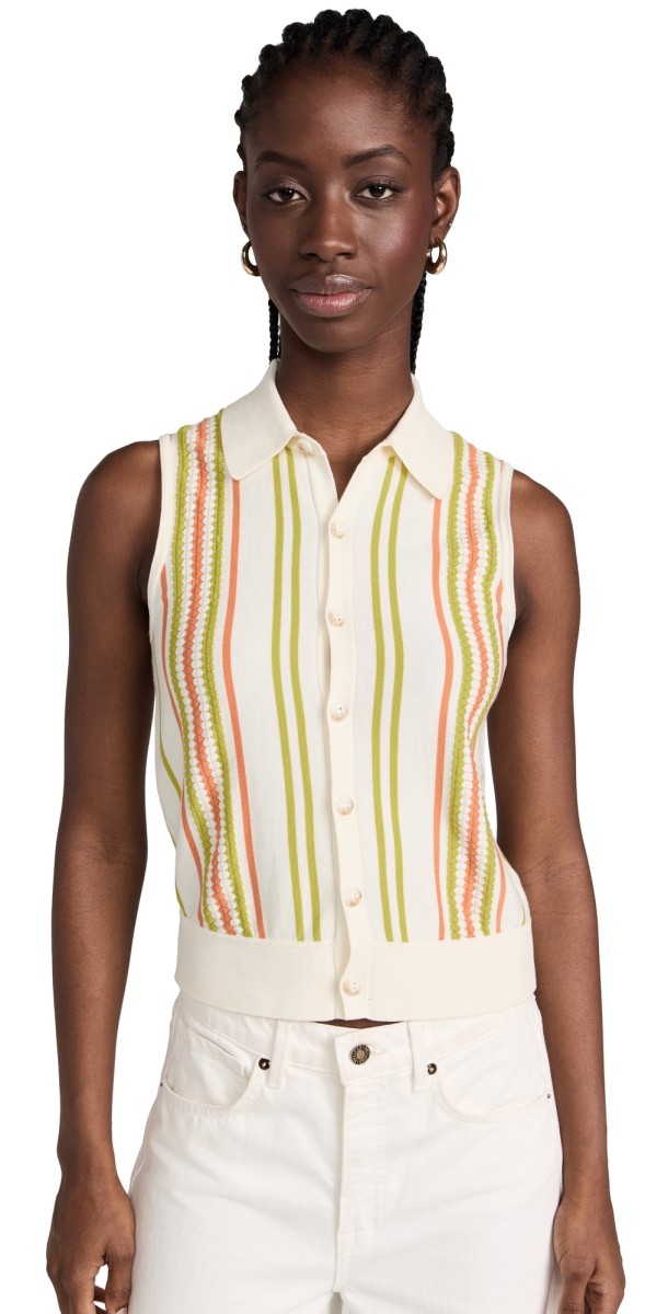 Guest in Residence Striple Plaza Vest Cream