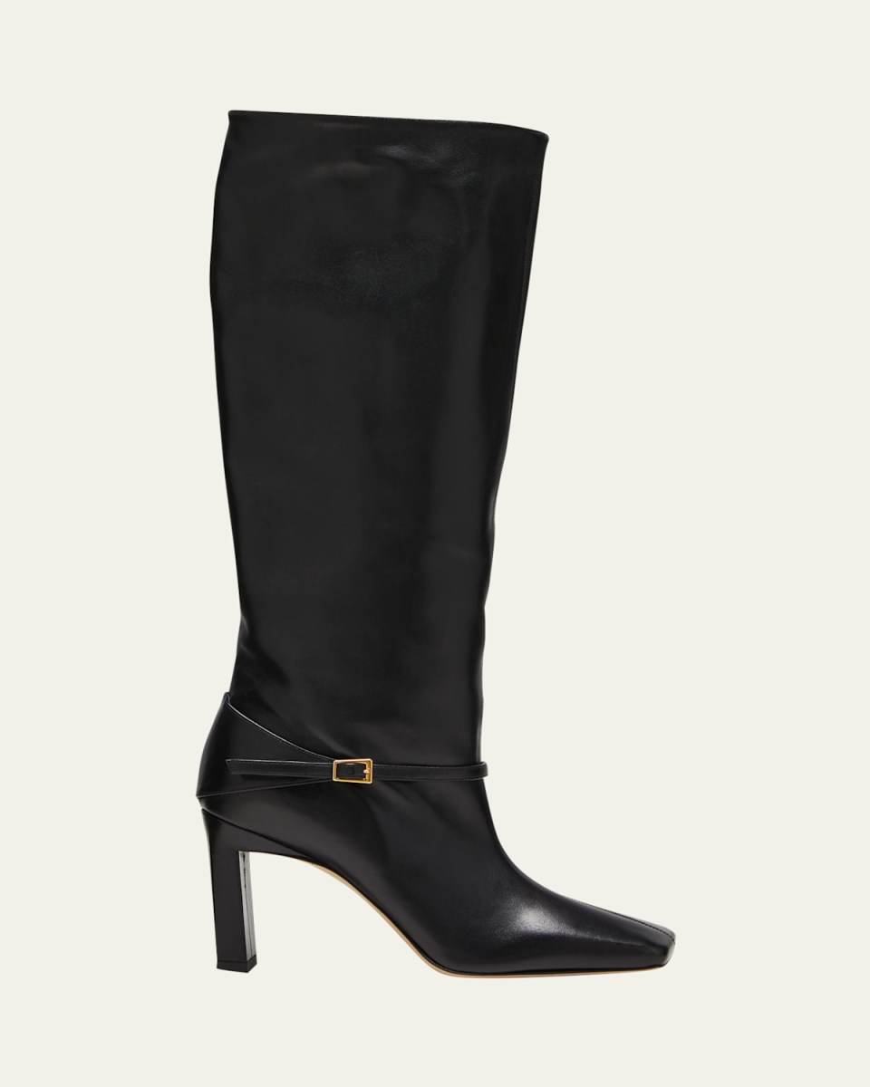 Isa Calfskin Buckle Knee Boots