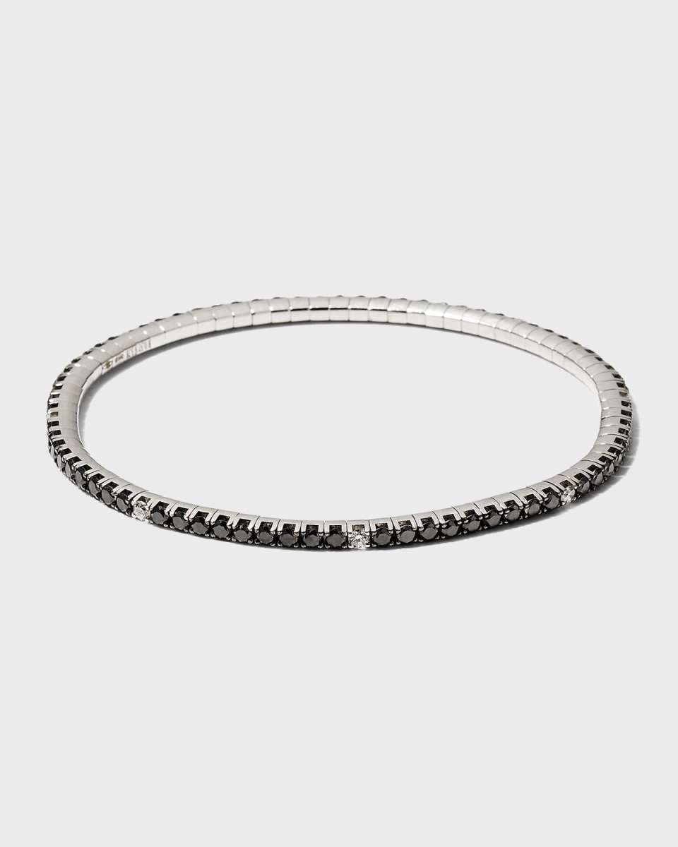 White Gold Stretch Diamond and Black Diamond Tennis Bracelet, 3.84tcw
