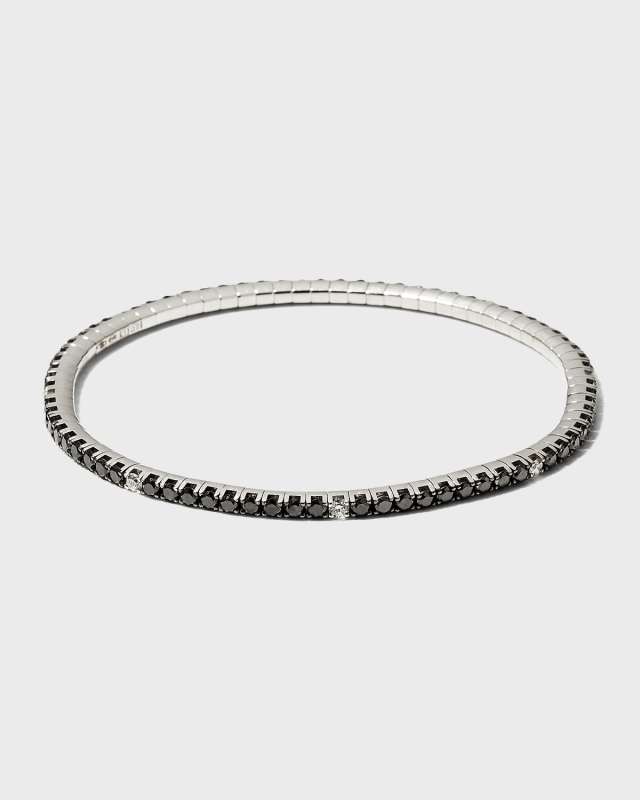 White Gold Stretch Diamond and Black Diamond Tennis Bracelet, 3.84tcw