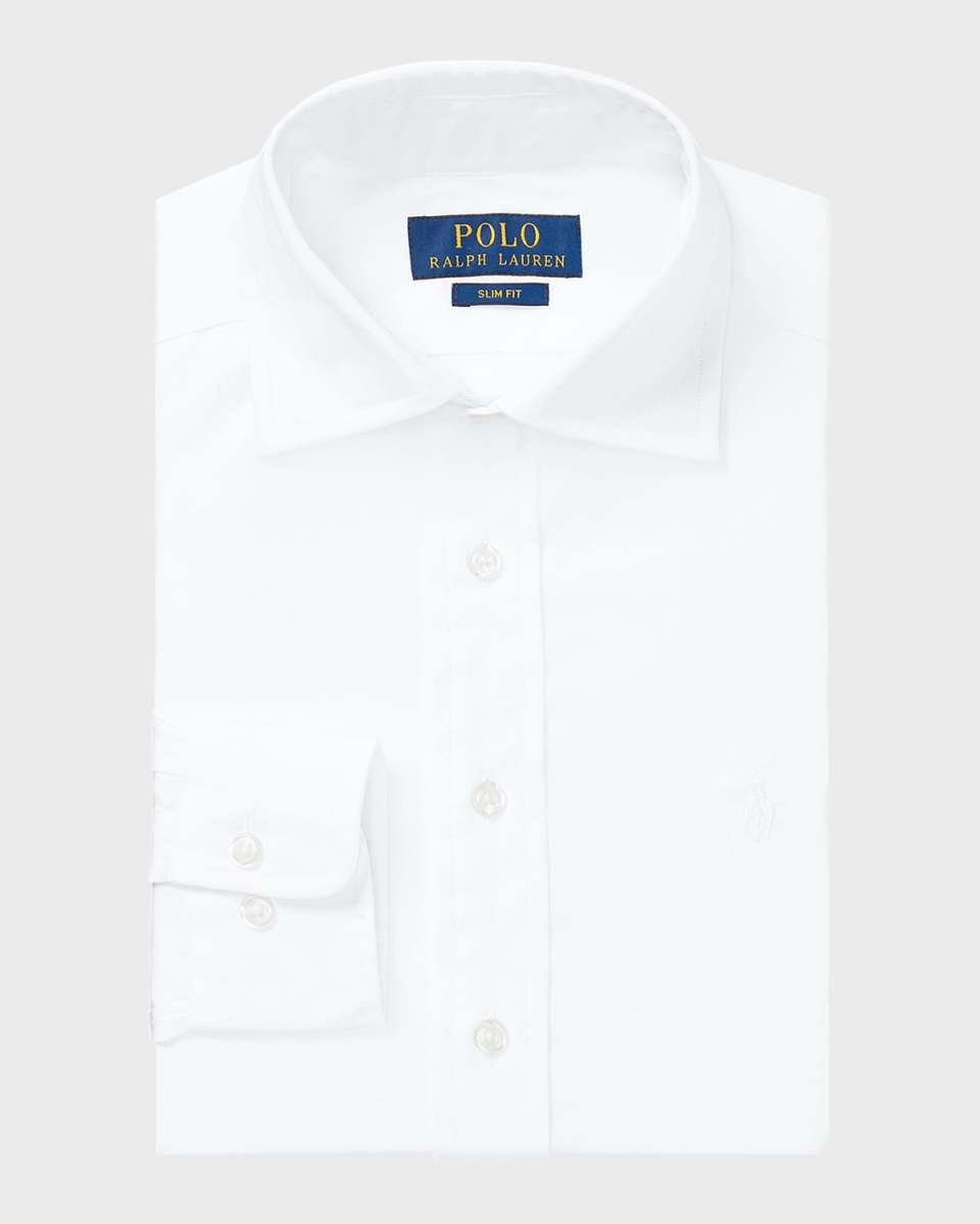 Boy's Poplin Embroidered Dress Shirt, Size 8-18