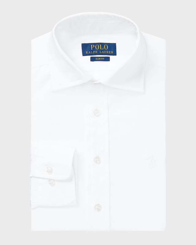 Boy's Poplin Embroidered Dress Shirt, Size 8-18
