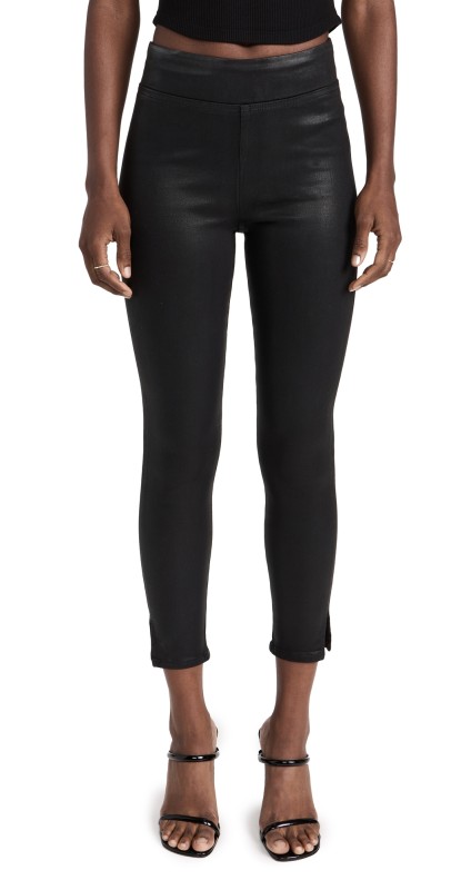 FRAME Jetset Crop Slit Skinny Jeans Noir Coated
