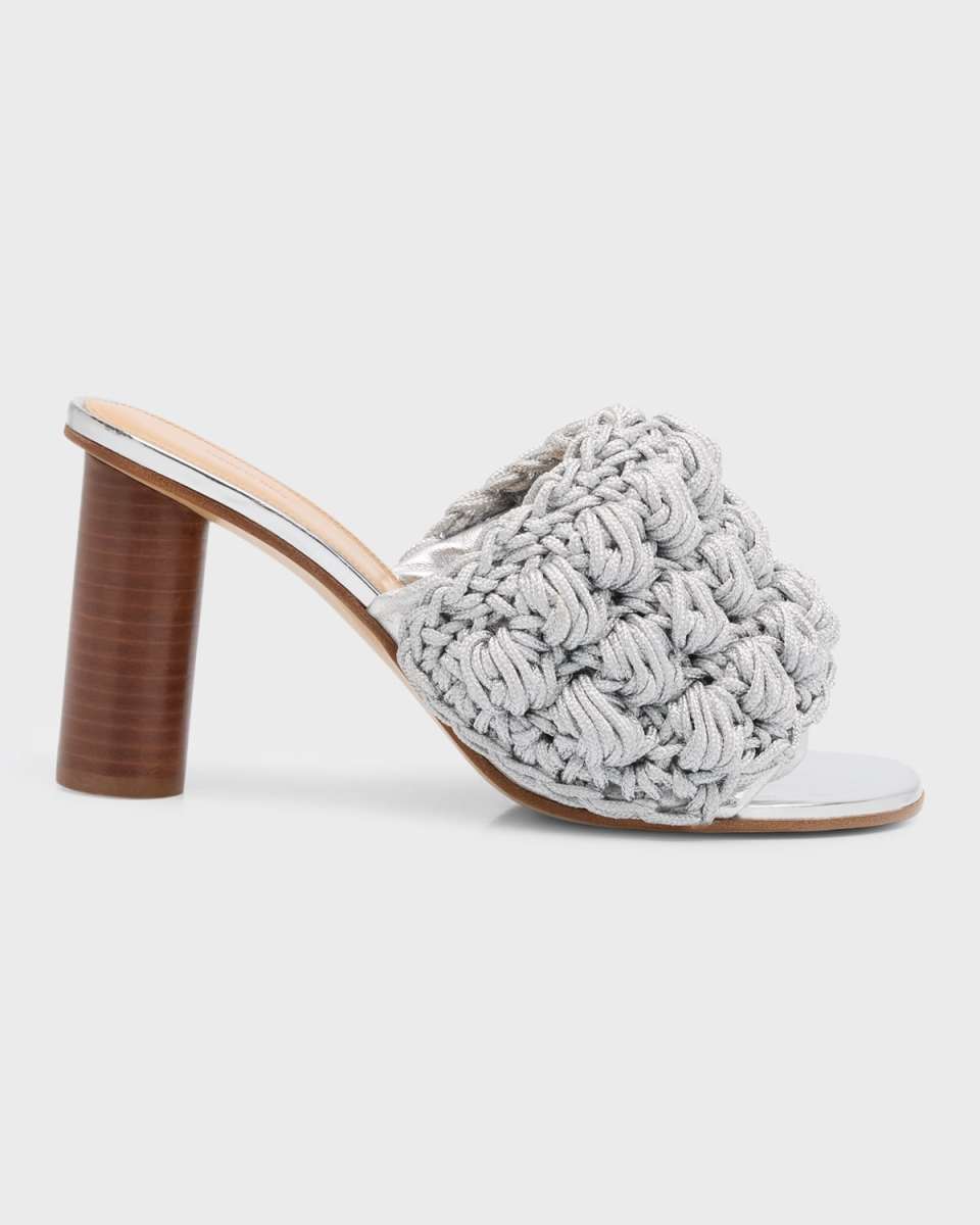 Crochet Cotton Cylinder-Heel Slide Sandals