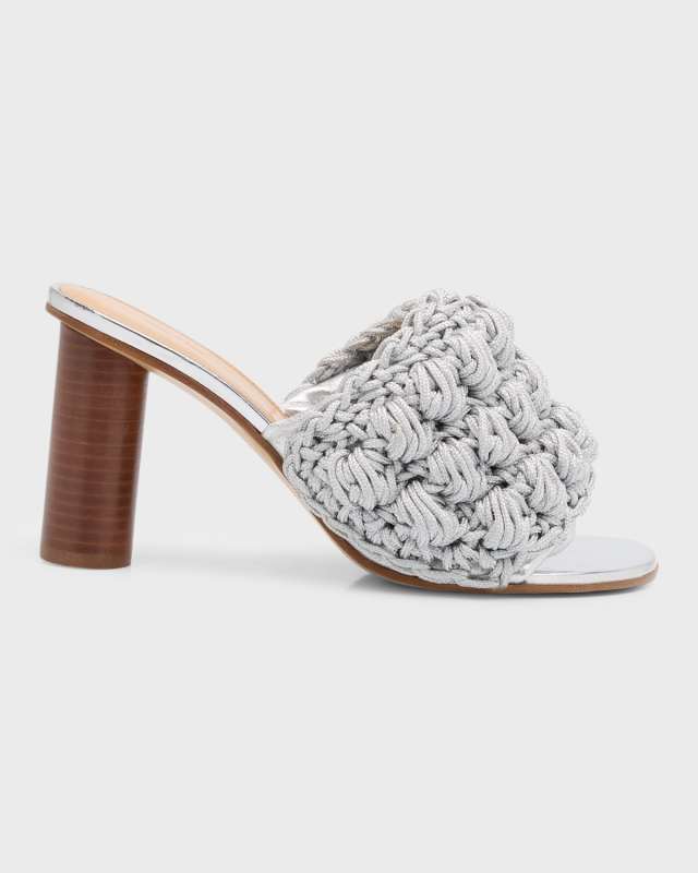 Crochet Cotton Cylinder-Heel Slide Sandals