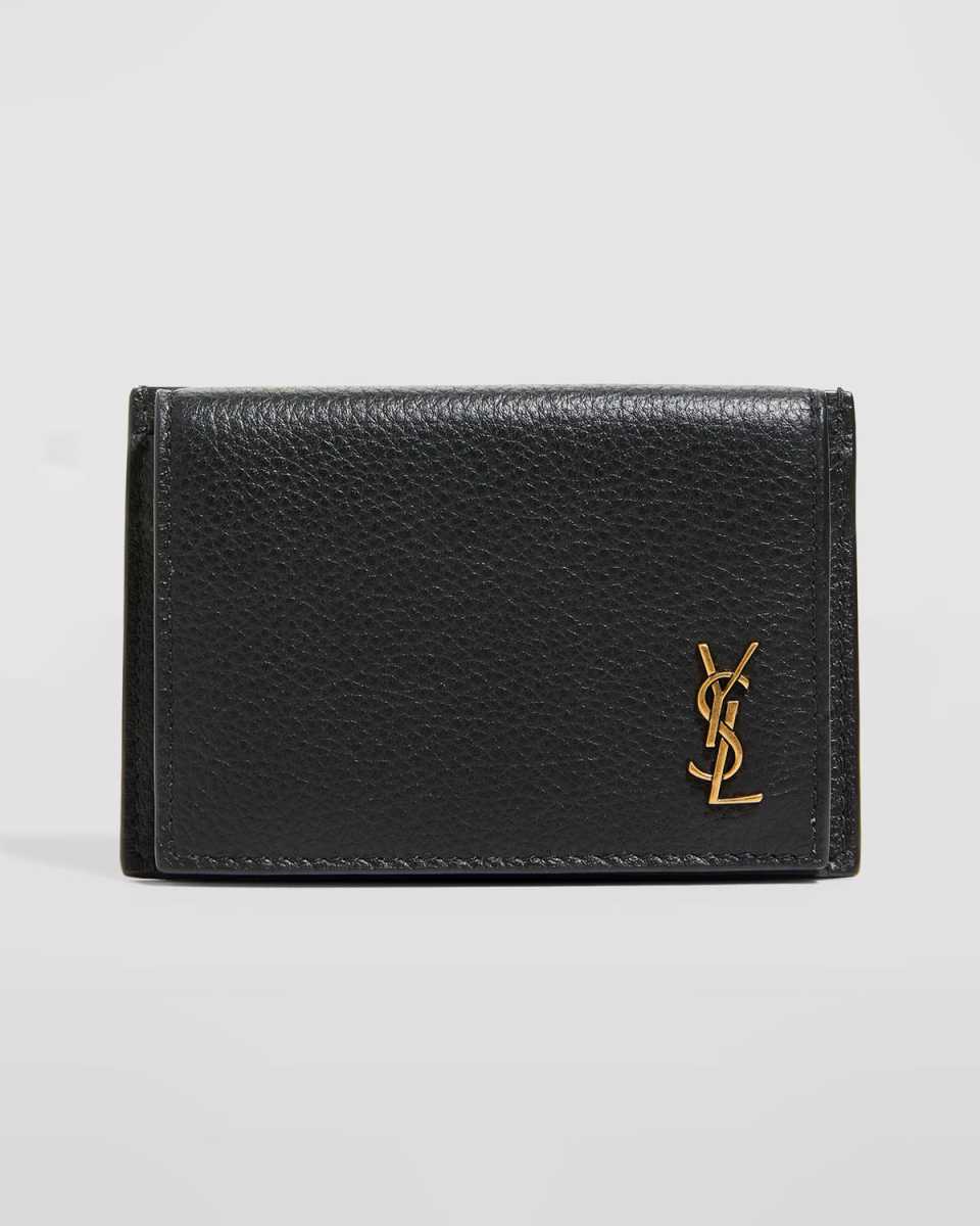 YSL Tiny Monogram Flap Card Case in Leather
