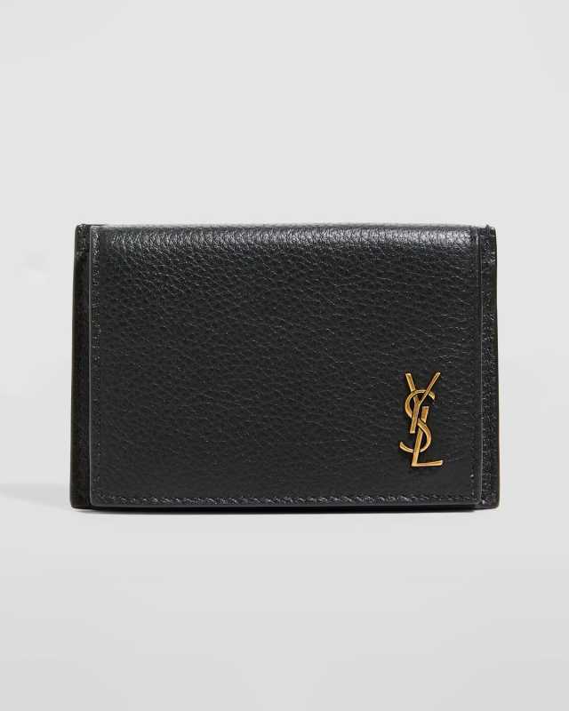 YSL Tiny Monogram Flap Card Case in Leather