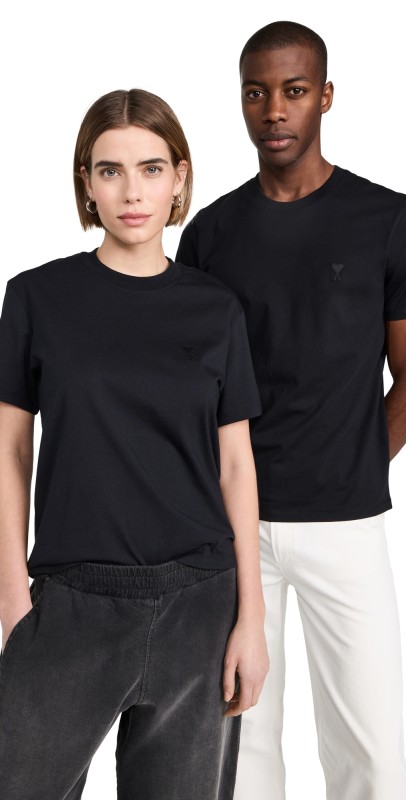 AMI ADC Unisex Classic Fit Tonal Logo Tee Black