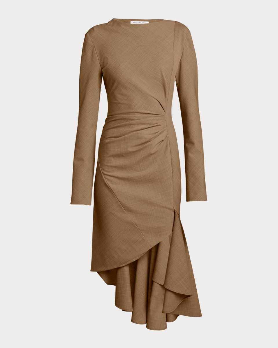 Tropical Wool Asymmetrical Dress