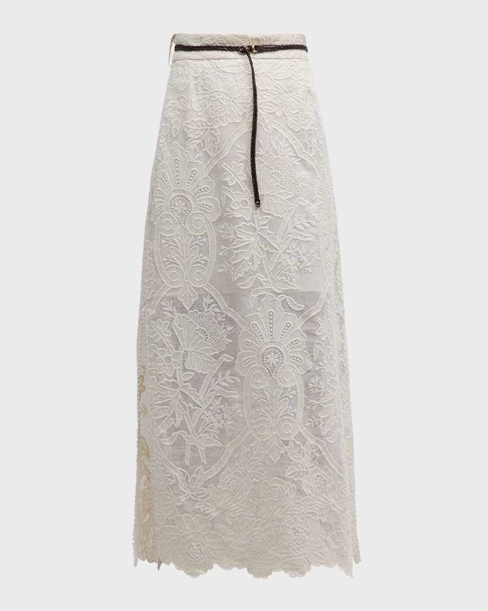 Ottie Embroidered Midi Skirt