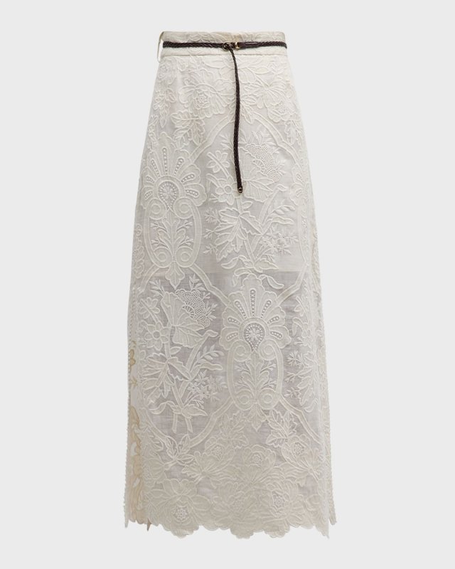 Ottie Embroidered Midi Skirt