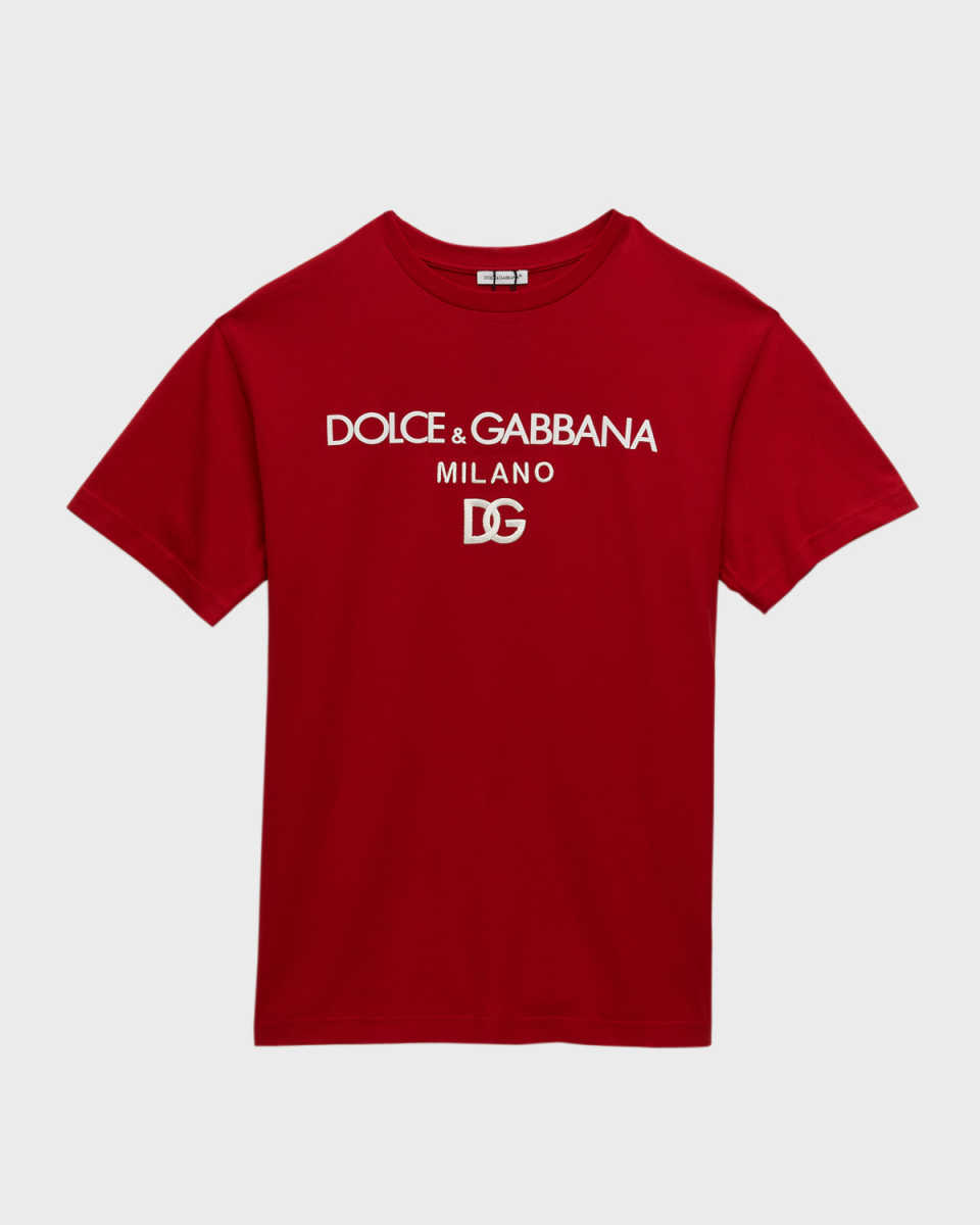 Boy's Embroidered Interlocked Logo-Print T-Shirt, Size 8-14