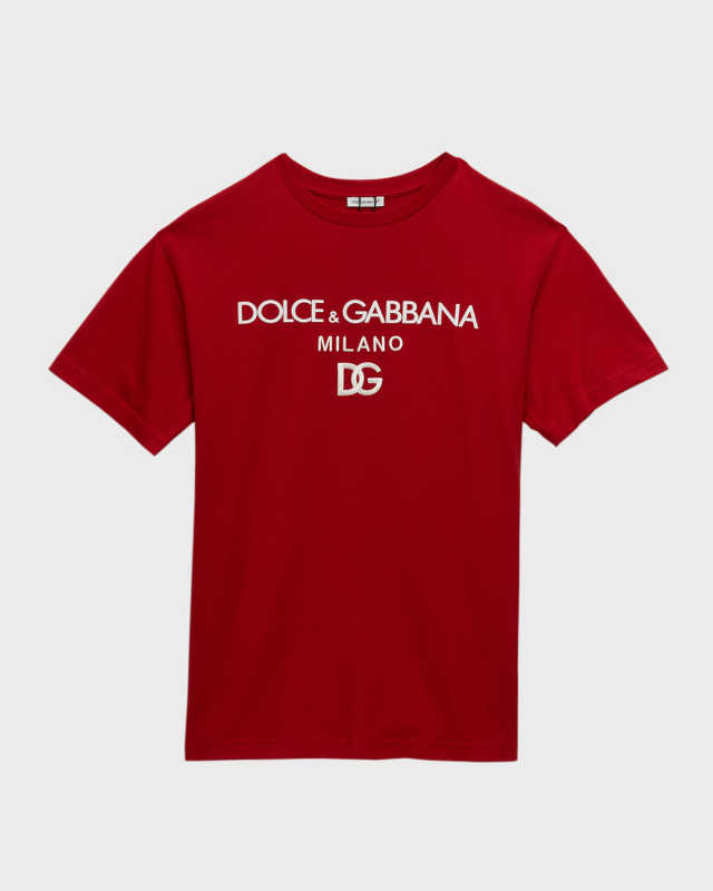 Boy's Embroidered Interlocked Logo-Print T-Shirt, Size 8-14