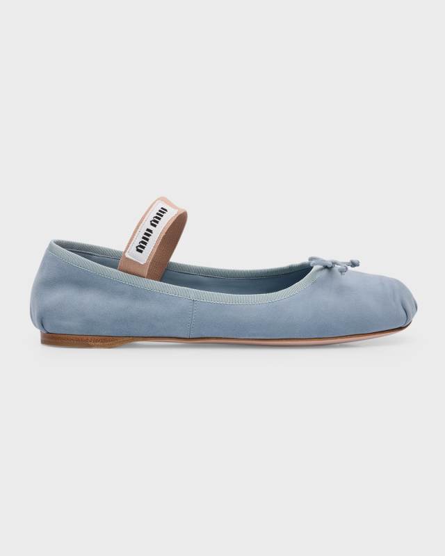 Suede Logo Ballerina Flats
