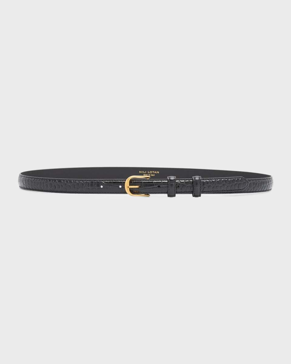 Jane Croc Leather Thin Belt