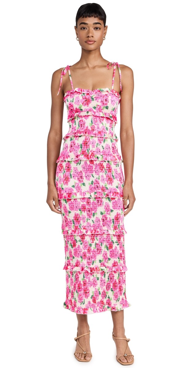 Show Me Your Mumu Stella Smocked Dress Pink Floral Soiree