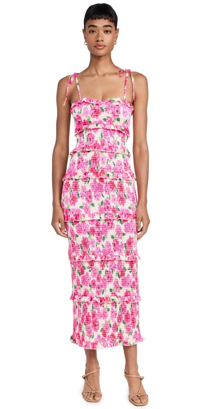 Show Me Your Mumu Stella Smocked Dress Pink Floral Soiree