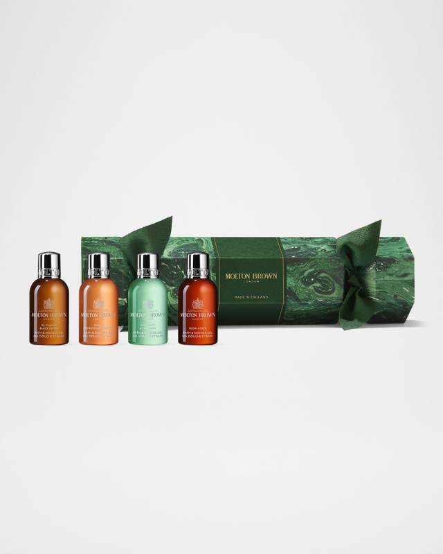 Woody & Aromatic Bath and Body Christmas Cracker Gift Set, 4 x 1.7 oz.