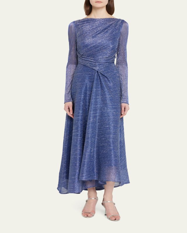 Metallic Voile A-Line Gown