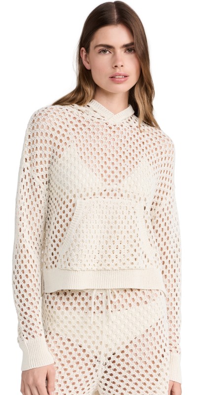 Sweaty Betty Beachside Crochet Hoodie Lily White