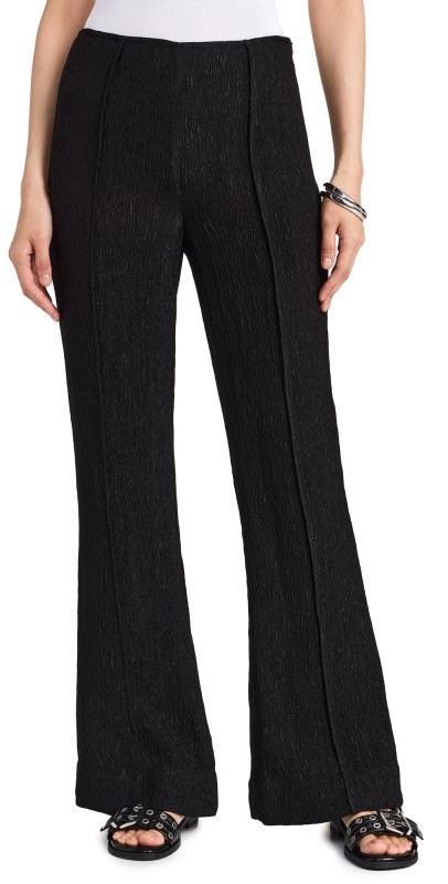 GANNI Viscose Stretch Crepe Flared Pants Black