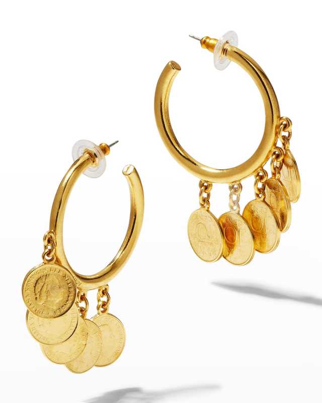 Gold Charm Hoop Earrings