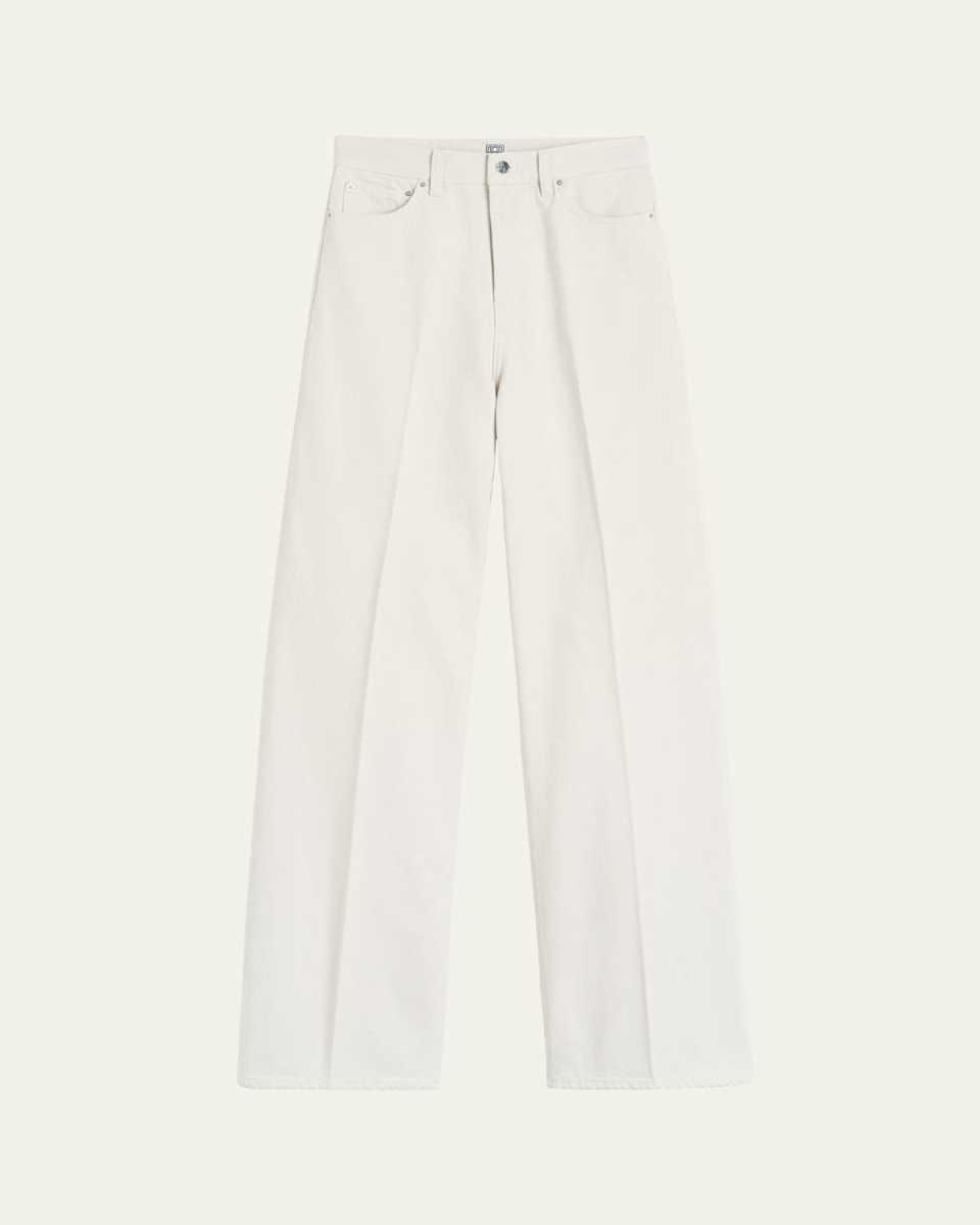 High-Rise Straight-Leg Press-Creased Denim Jeans