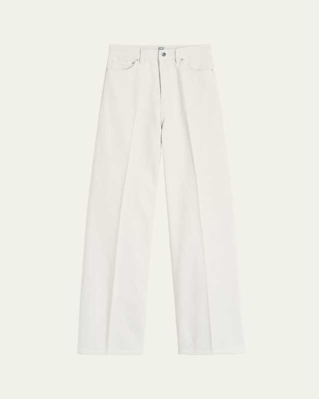 High-Rise Straight-Leg Press-Creased Denim Jeans