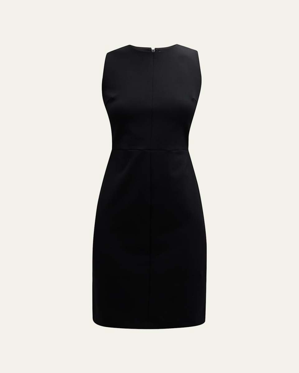 Sleeveless Seamed-Front Short Sheath Dress