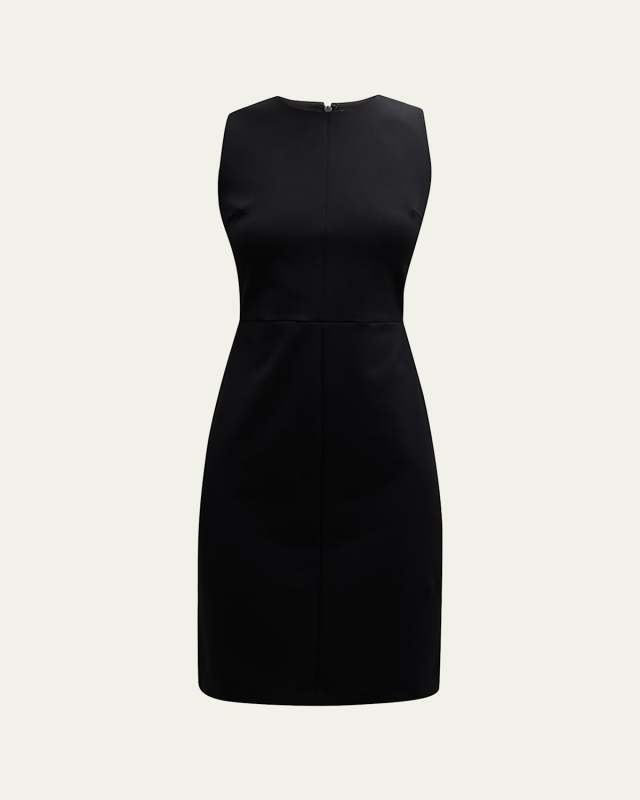 Sleeveless Seamed-Front Short Sheath Dress