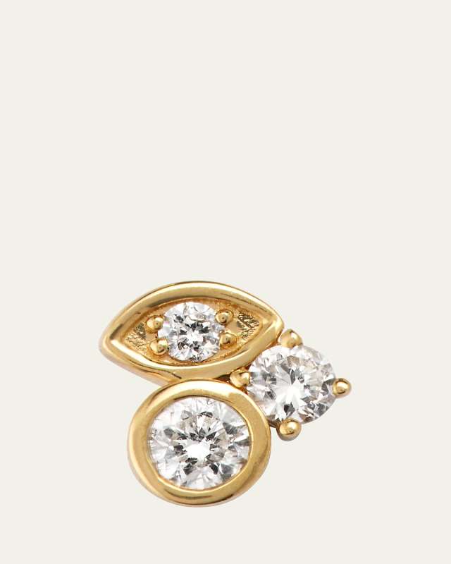 14K Yellow Gold Marquis Diamond Cluster Stud Earring, Single
