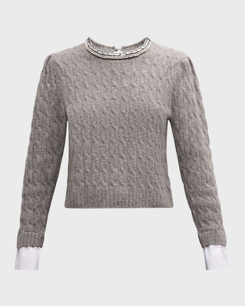 Rosario Necklace Cable-Knit Combo Sweat