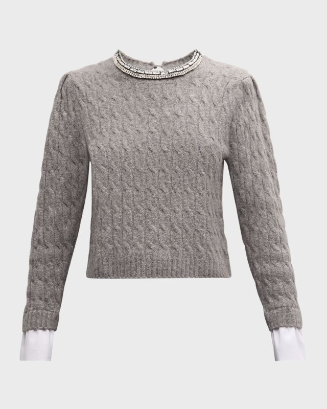 Rosario Necklace Cable-Knit Combo Sweat