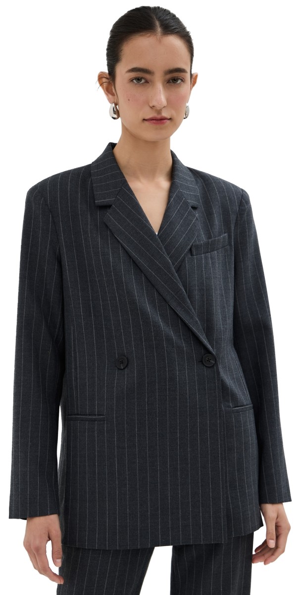 ANINE BING Kaia Blazer Grey Pinstripe